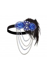 1920s Blue Great Gatsby Flapper Headpiece