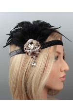 Black 20s Feather Vintage Bridal Great Gatsby Flapper Headpiece