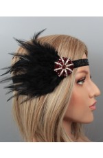 1920s Black Flapper Feather Great Gatsby Headpiece