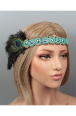 1920s Peacock Feather Vintage Bridal Great Gatsby Flapper Headpiece
