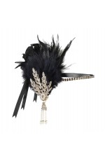 1920s Black Feather Vintage Flapper Headpiece