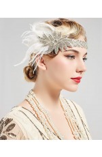 20s Headband Feather Vintage Bridal Great Gatsby Flapper Headpiece
