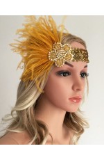 Ladies 20s Feather Vintage Bridal Great Gatsby Flapper Headpiece