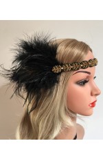 1920s Gangster Feather Vintage Bridal Great Gatsby Flapper Headpiece