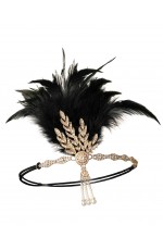 1920s Headband Black Feather Flapper Headpiece ladies