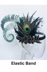 1920s Bridal Headband Black Feather