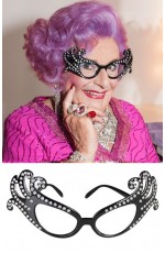Black Dame Edna Everage Rhinestone Glasses