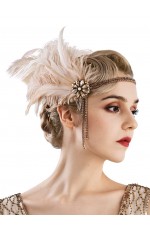 Ladies Cream 20s Art Deco Flapper Headband
