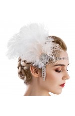Ladies White 20s Art Deco Flapper Headband