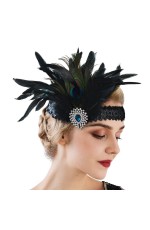 Ladies Black 20s Art Deco Flapper Headband