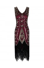 Red Wine 1920s Flapper Party Dress Costume