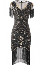 Black Ladies 1920s Flapper Fashion Dress 