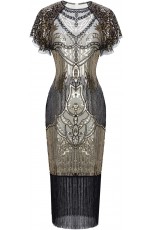 Beige Ladies 1920s Flapper Dress Costumes