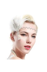 1920s White Feather Flapper Headpiece