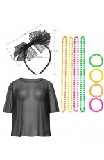 Black Neon Fishnet Vest Top set