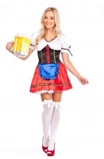 Ladies Beer Maid Costume Wench Oktoberfest Gretchen German Heidi Fancy Dress Up 