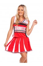 Ladies Cheerleader School Girl Uniform Fancy Dress Costume