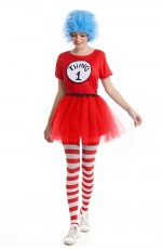 Ladies Red Dr Seuss Thing 1 and Thing 2 Costume Set