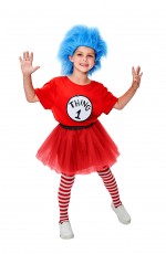 Kids Red Dr Seuss Thing 1 and Thing 2 Costume Wig TuTu Pantyhose