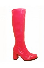 Ladies Go Go Pink Knee High Wide fit Boots Shoes Hippy 60 70 Disco