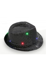 Kids Black LED Light Up Flashing Sequin Costume Hat