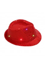 Kids Red LED Light Up Flashing Sequin Costume Hat