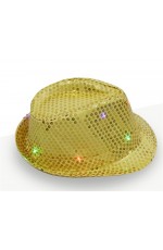 Adults Gold LED Light Up Flashing Sequin Costume Hat