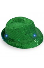 Adults Green LED Light Up Flashing Sequin Costume Hat