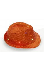 Adults Orange LED Light Up Flashing Sequin Costume Hat