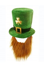 Plush Leprechaun Hat with Beard St Patricks Day