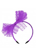  80s Party Lace Headband Purple
