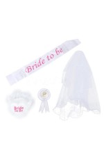 White Hen's Night Bride to Be Bachelorette Party Sashes Badge Sash Garter Veil 