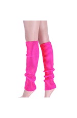 Hot Pink Womens Pair of Party Legwarmers Knitted Dance 80s Costume Leg Warmers