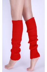 Red Womens Pair of Party Legwarmers Knitted Dance 80s Costume Leg Warmers