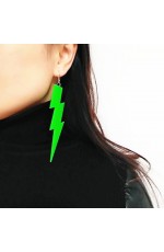 Green Glitter Lightning Earrings Rock Star 80s