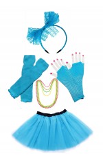 Lake blue Coobey Ladies 80s Tutu Skirt and Accessory Set