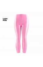 Light Pink 80s Shiny Neon Costume Leggings Stretch Metallic Pants