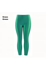 Grass Green 80s Shiny Neon Costume Leggings Stretch Metallic Pants