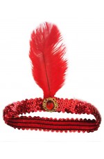Red 1920s  Feather Great Gatsby Flapper Headpiece