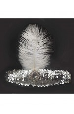 Silver 1920s Feather Great Gatsby Flapper Headband