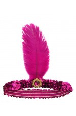 Hot pink 20s Feather Vintage Bridal Great Gatsby Flapper Headpiece