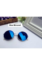 Blue Mirrored Sunglasses Retro 80s Round Frame