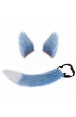 Fox Wolf Tails and Ears Costume Accessory Blue White tt1097-7