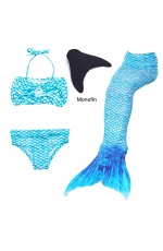 Girl Kids Swimmable Mermaid Tail With Monofin Bikini Bathing Swimsuit Costume