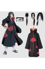 Adult Naruto Itachi Uchiha Cloak Robe Wig Headband