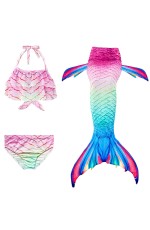 Girls Mermaid Costume Tail Monofin Swimsuit Cute Bikini Set