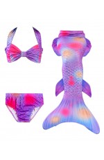 Girls Purple Mermaid Tail Monofin Swimsuit Bikini Costume