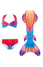 Girls Mermaid Costume Tail Monofin Swimsuit Kids Bikini Set