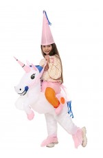 Girls Unicorn carry me inflatable costume