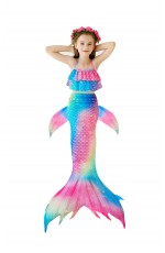Girls Mermaid Tail Swimsuit Bikini Set Monofin